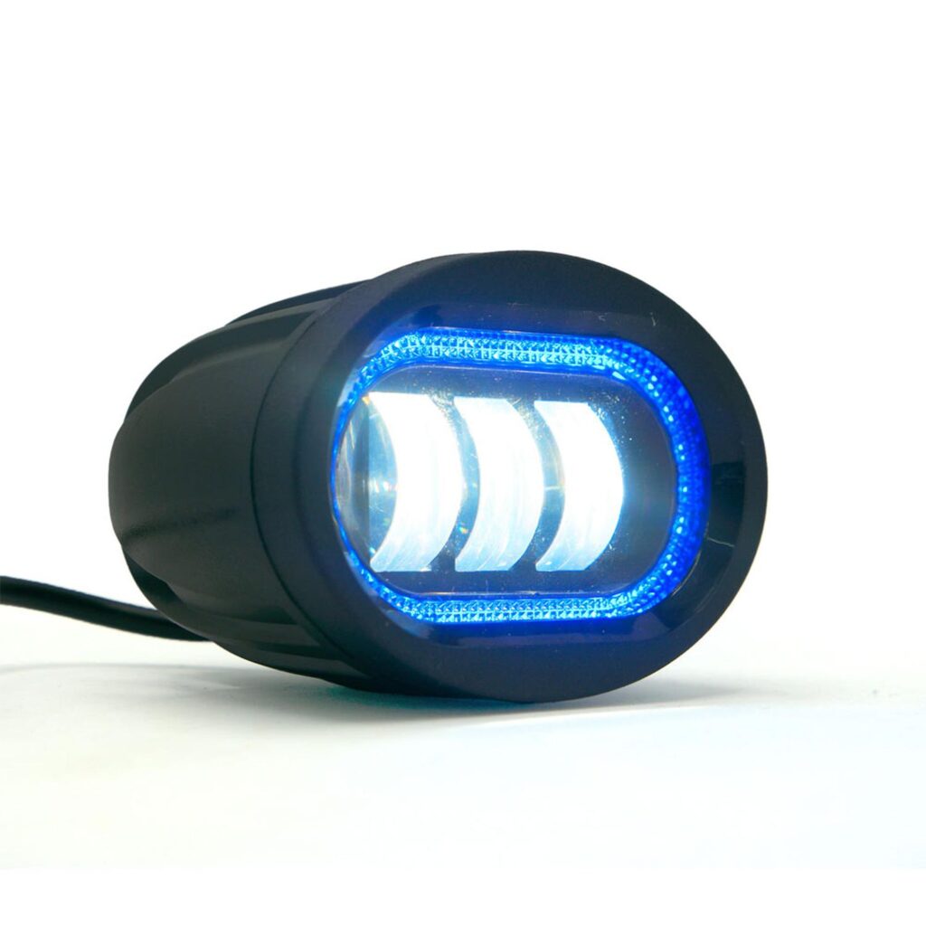 Faro Para Moto Rasen Led Ojos Blanco Con Lupa Contorno De Angel Con